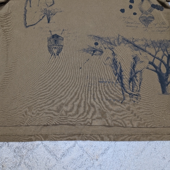 Polo Ralph Lauren Shirt Mens XL Brown Polo Africa Safari Silhouette Tribal AOP - Picture 3 of 7